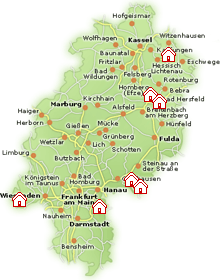Karte Wellnesshotels Hessen